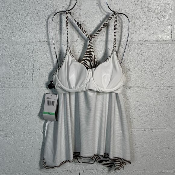 Coco Reef animal print Mesh Underwire Bra-Sized Tankini Top 34C - Picture 7 of 11